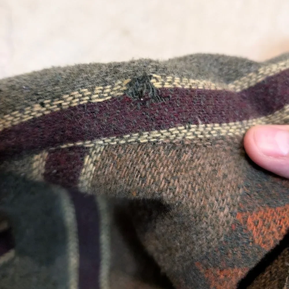 VTG Polo Ralph Lauren Logging Wool Fleece Striped Green Flaws Mens M